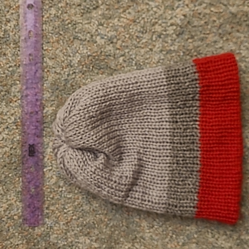 Handmade Gray and Red Beanie